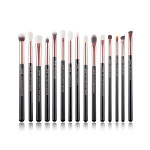 T157. Black/Rose Gold. JESSUP BEAUTY Set de brochas 15 piezas.